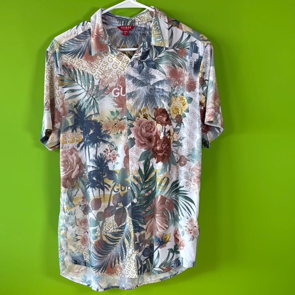 Guess Blue Green Casual Button Down Shirt